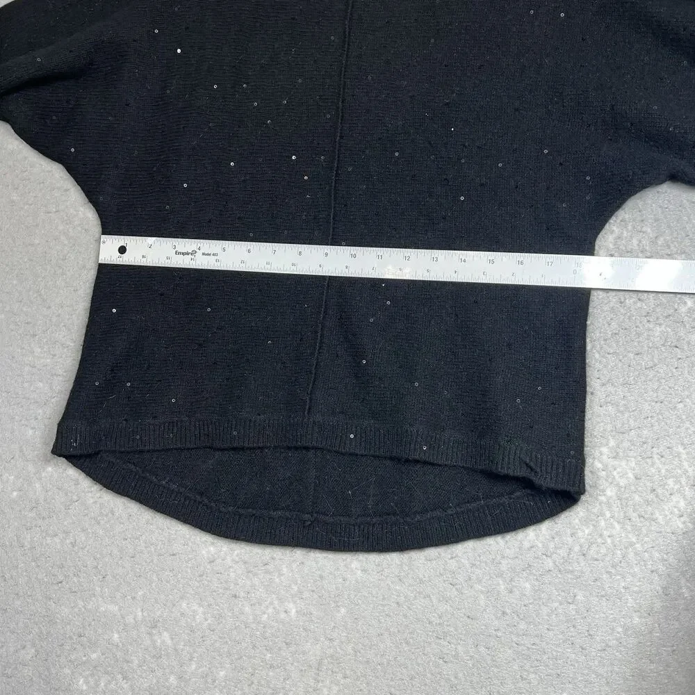 Neiman Marcus Sweater Womens Large Black 100% Cashmere Crew Neck Glitter